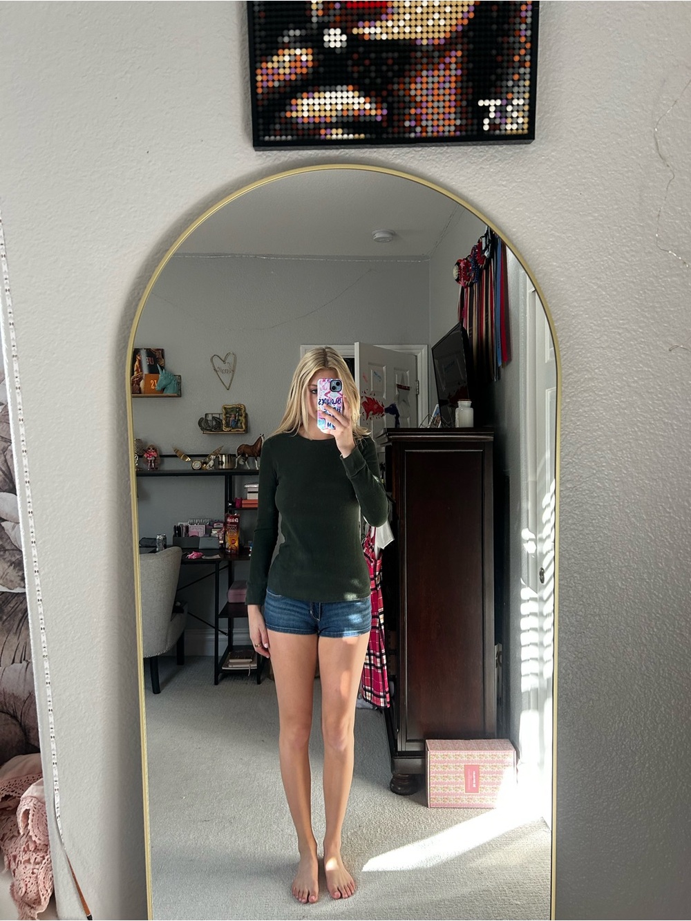 Active Basic Olive Green Crewneck Sweater